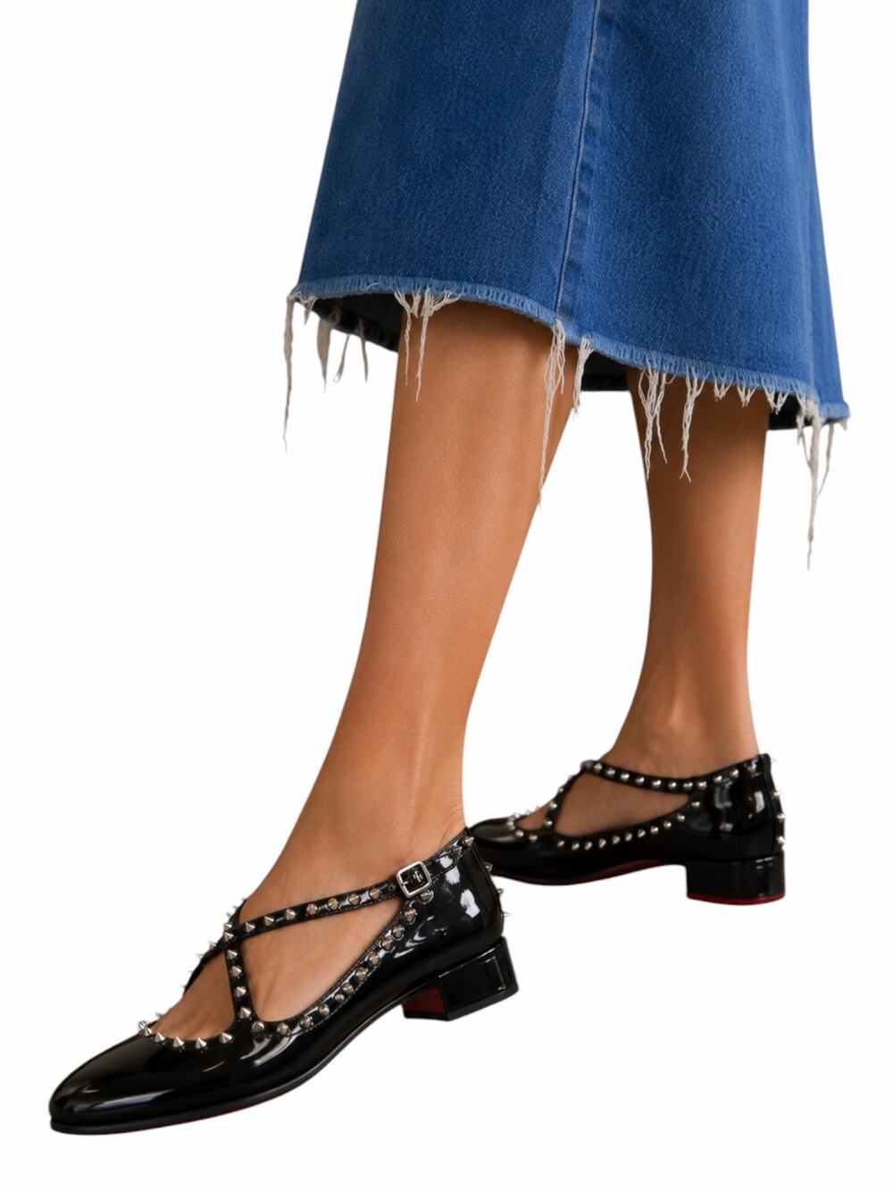 Christian Louboutin Pilouta Jane Spiked Patent Flats Black Size 36.5